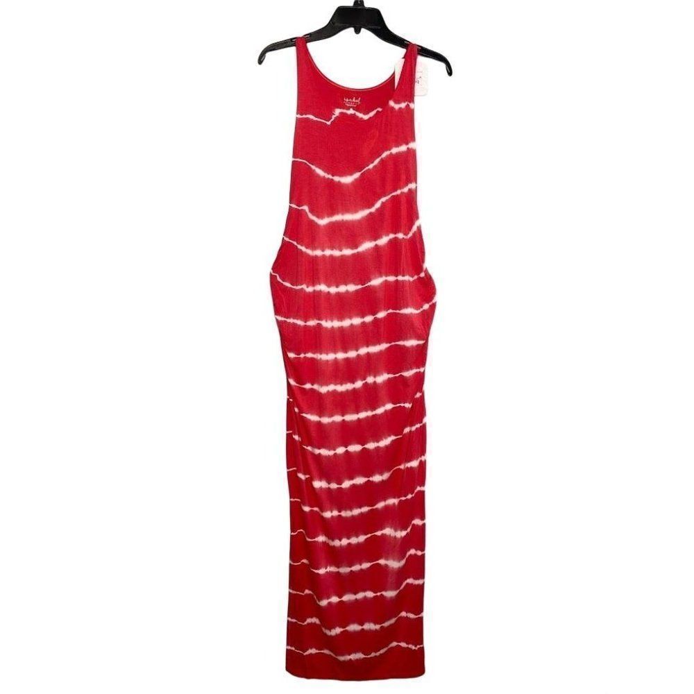Isabel Maternity by Ingrid & Isabel Red and White Tie-Dye Maxi Dress